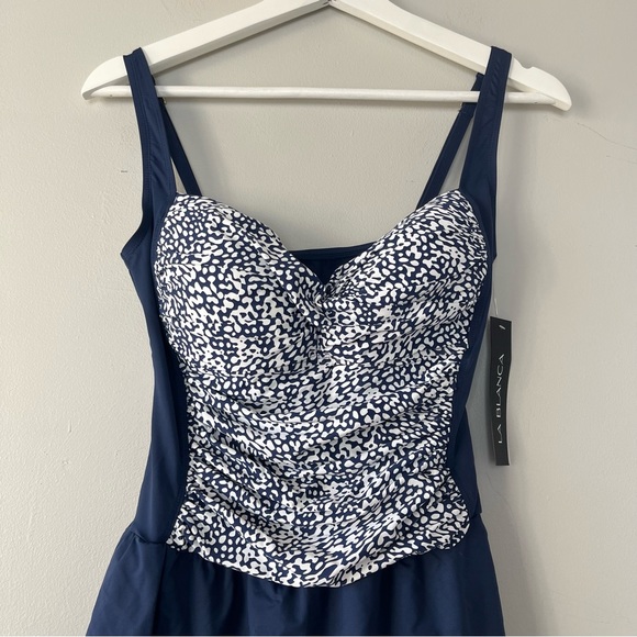 La Blanca Swim Nwt La Blanca One Piece Navy And White Swimsuit With